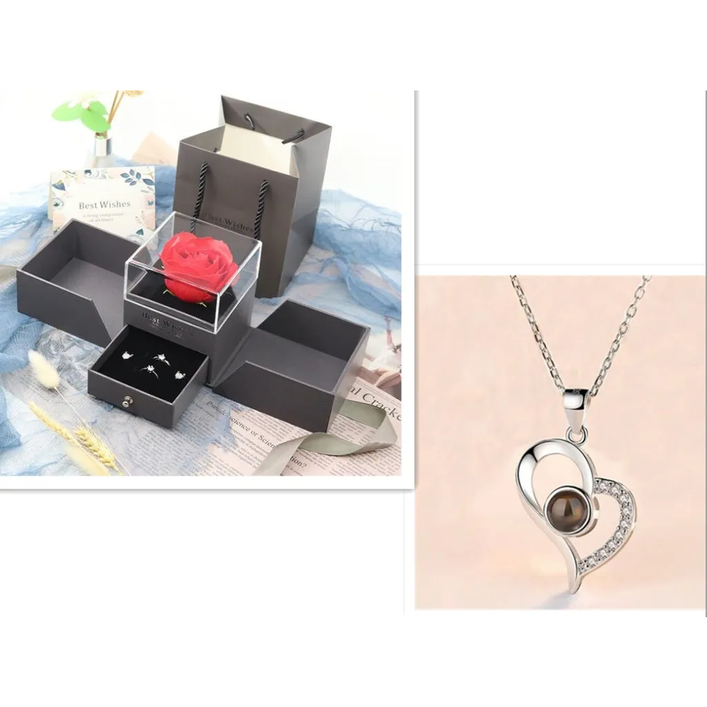 Hot Valentine’s Day Gifts Metal Rose Jewelry Gift Box