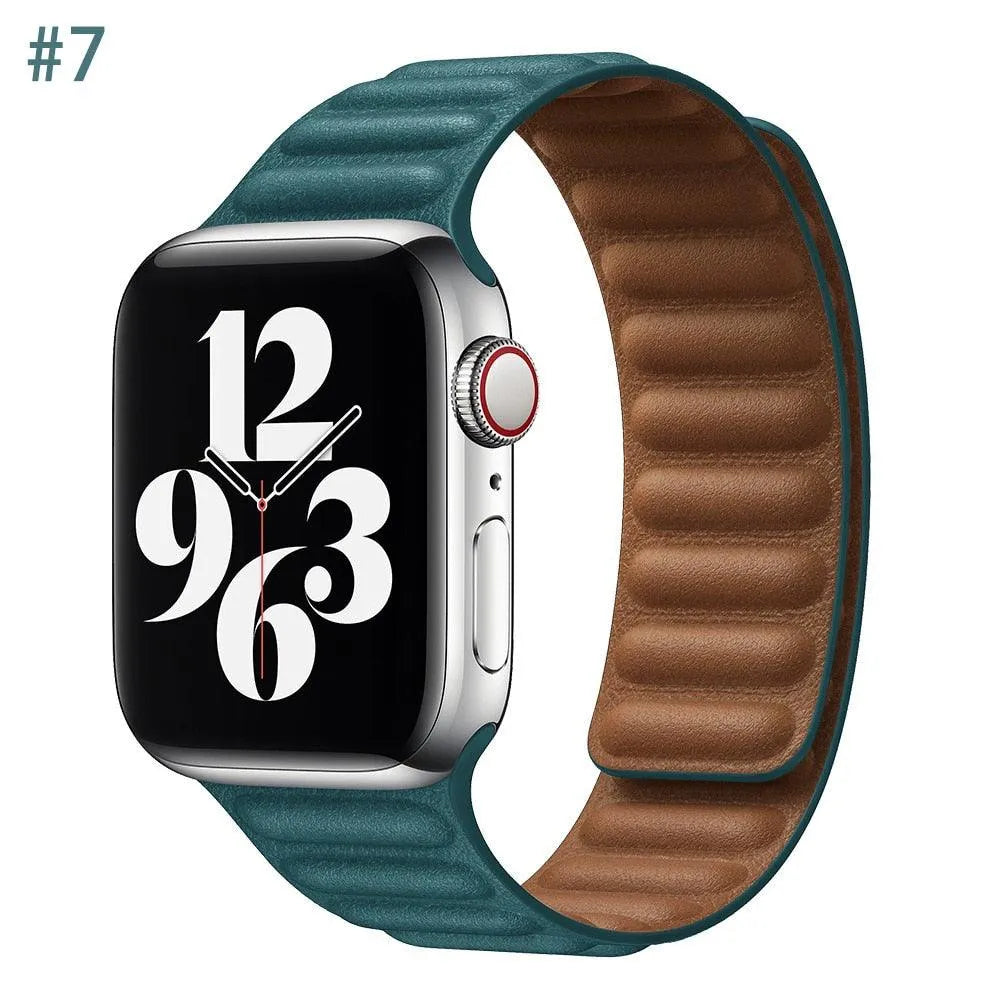 Luxury Leather Strap for Apple Watch - Magnetic Loop Bracelet - TechShopi