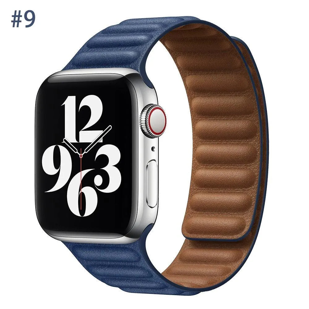 Luxury Leather Strap for Apple Watch - Magnetic Loop Bracelet - TechShopi