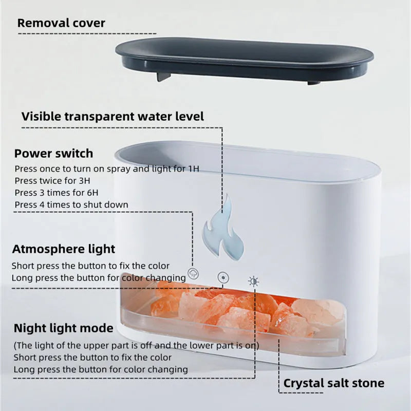 New Flame Humidifier Aromatherapy Machine Crystal Salt