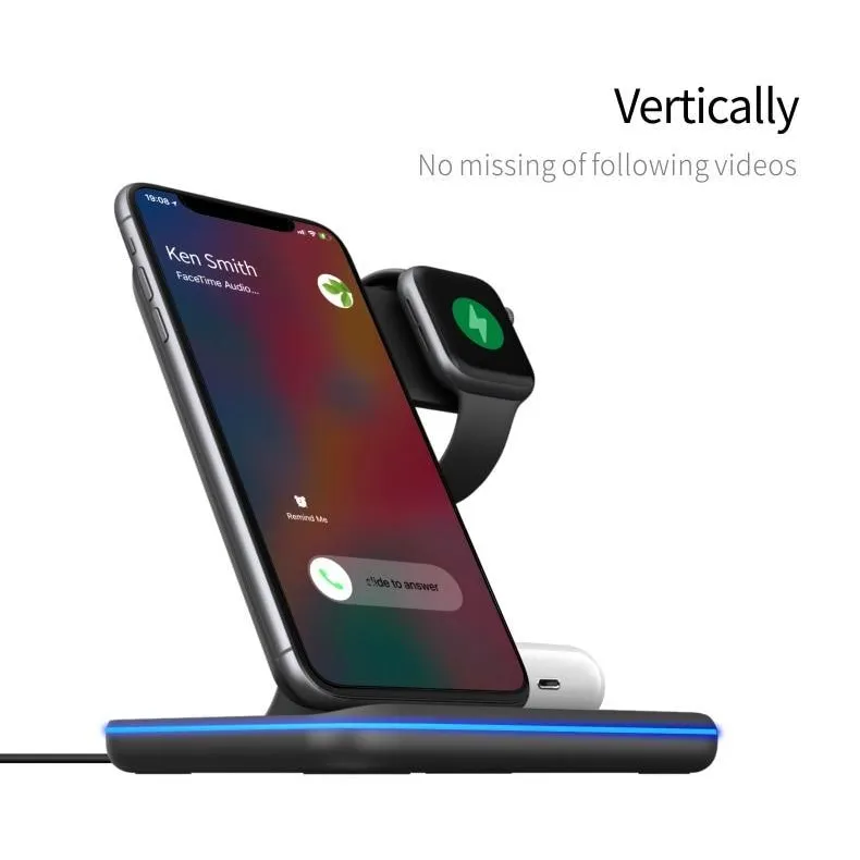 Ninja 15W 3 in 1 Fast Wireless Charging Station for Mobile Phones - TechShopi