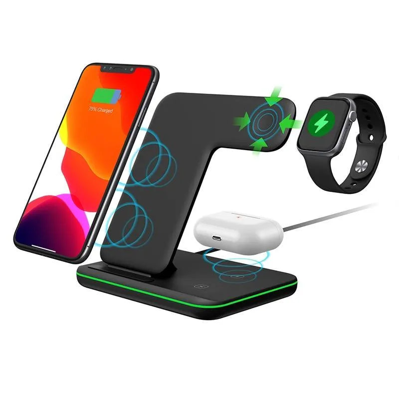 Ninja 15W 3 in 1 Fast Wireless Charging Station for Mobile Phones - TechShopi