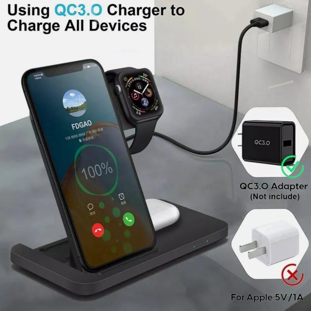 Ninja Dragons 3 in1 Wireless Foldable Charging Station - TechShopi