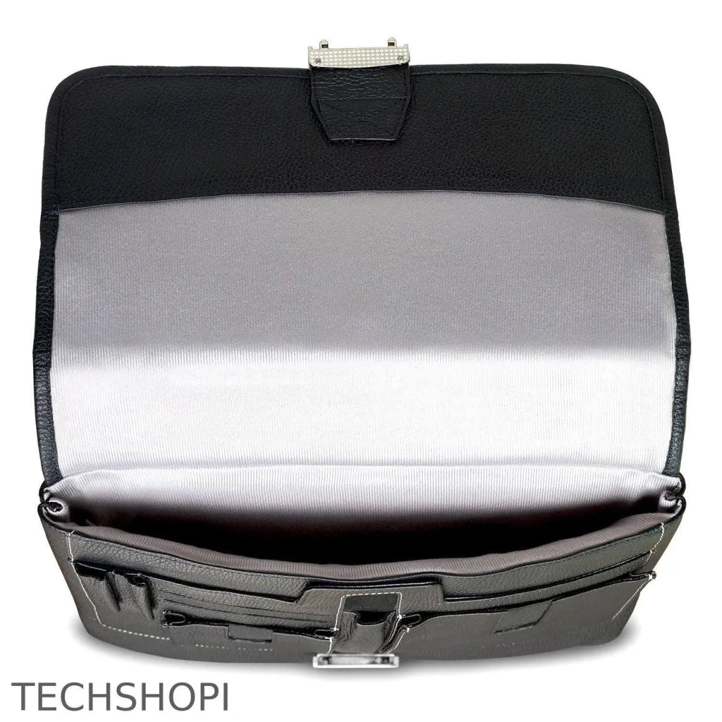 Premium Leather iPad Pro Briefcase - Cases & Covers by Ochre Eurybia - ethically sourced leather, ipad, ipad briefcase, ipad carrying case, ipad case, ipad case with strap, ipad pro 12.9 case, ipad pro case, ipad pro case with pencil holder, ipad pro magic keyboard case, laptop briefcase, leather, leather briefcase, magic keyboard case, surface pro case, tablet briefcase