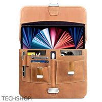 Thumbnail for Premium Leather iPad Pro Briefcase - Cases & Covers by Ochre Eurybia - ethically sourced leather, ipad, ipad briefcase, ipad carrying case, ipad case, ipad case with strap, ipad pro 12.9 case, ipad pro case, ipad pro case with pencil holder, ipad pro magic keyboard case, laptop briefcase, leather, leather briefcase, magic keyboard case, surface pro case, tablet briefcase