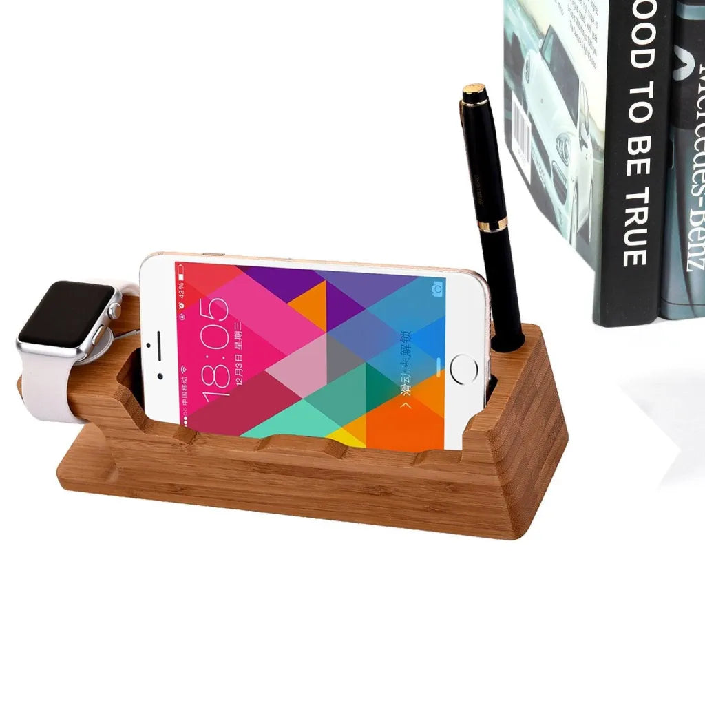 Quality Wood iPhone, iPad, Apple Pencil, and Apple Watch Charging Stand - TechShopi