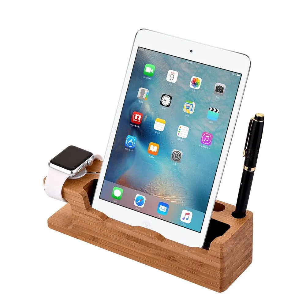 Quality Wood iPhone, iPad, Apple Pencil, and Apple Watch Charging Stand - TechShopi