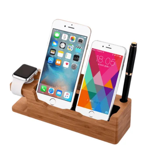 Quality Wood iPhone, iPad, Apple Pencil, and Apple Watch Charging Stand - TechShopi