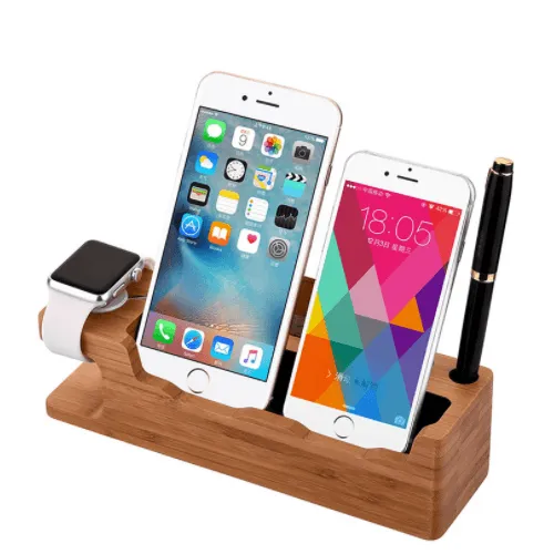 Quality Wood iPhone, iPad, Apple Pencil, and Apple Watch Charging Stand - TechShopi