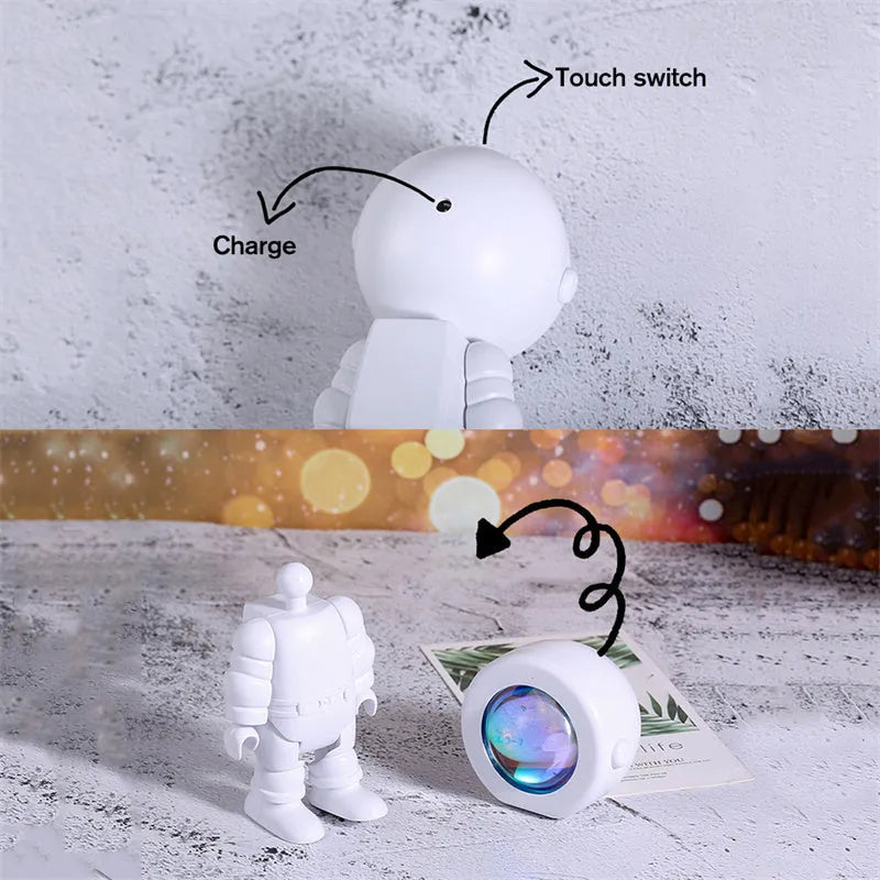 Rechargeable Astronaut Robot Rainbow Projection Sun Lamp