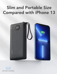 Portable Power Bank 10000mAh - Slim Multi-Device Fast Charger with Built-In Cables | LED Display Battery Pack for iPhone & Android