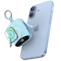 10000mAh Power Bank – Built-In Type-C & Lightning, Apple Watch Wireless Charging, PD 20W Fast Charge | LED Display