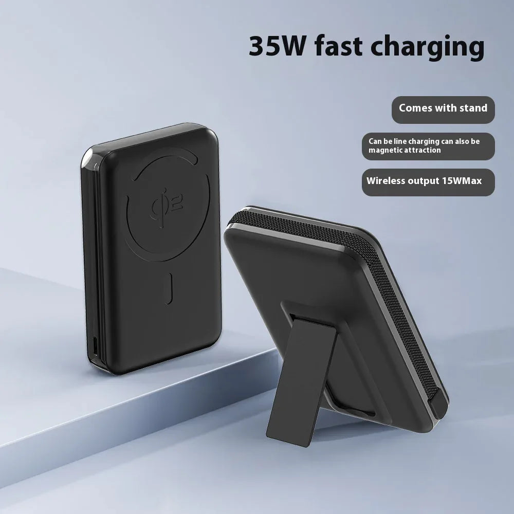 Qi2 MagSafe Wireless Power Bank 10000mAh - 3-in-1 Magnetic Charging Stand with 15W Fast Charging | Portable Battery Pack for iPhone & Devices