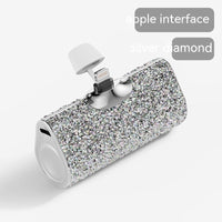 Diamond Pocket Capsule Power Bank - Mini Lipstick Emergency Charger | Ultra-Compact Portable Battery with Crystal Design
