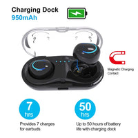 TWS Wireless Stereo Earbuds with 950mAh Charging Case - Bluetooth 4.2 Earphones | 5-6H Battery & Noise-Reducing Mic