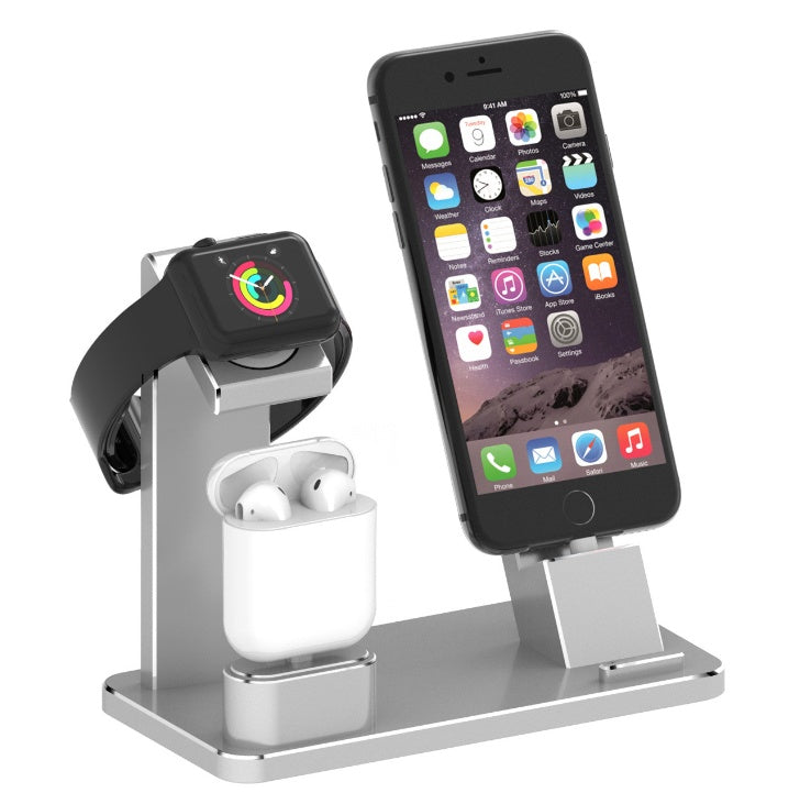 4-in-1 Charging Dock Station for iPhone, AirPods, Apple Watch & iPad - Premium Aluminum Organizer Holder