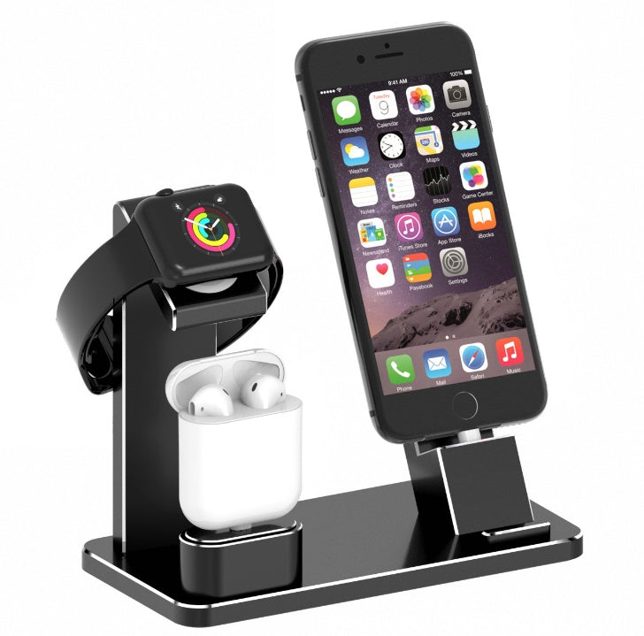 4-in-1 Charging Dock Station for iPhone, AirPods, Apple Watch & iPad - Premium Aluminum Organizer Holder