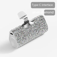 Diamond Pocket Capsule Power Bank - Mini Lipstick Emergency Charger | Ultra-Compact Portable Battery with Crystal Design