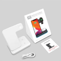 3-in-1 Wireless Charging Stand with Adjustable Bracket - Fast Qi Charger for iPhone, Apple Watch & AirPods