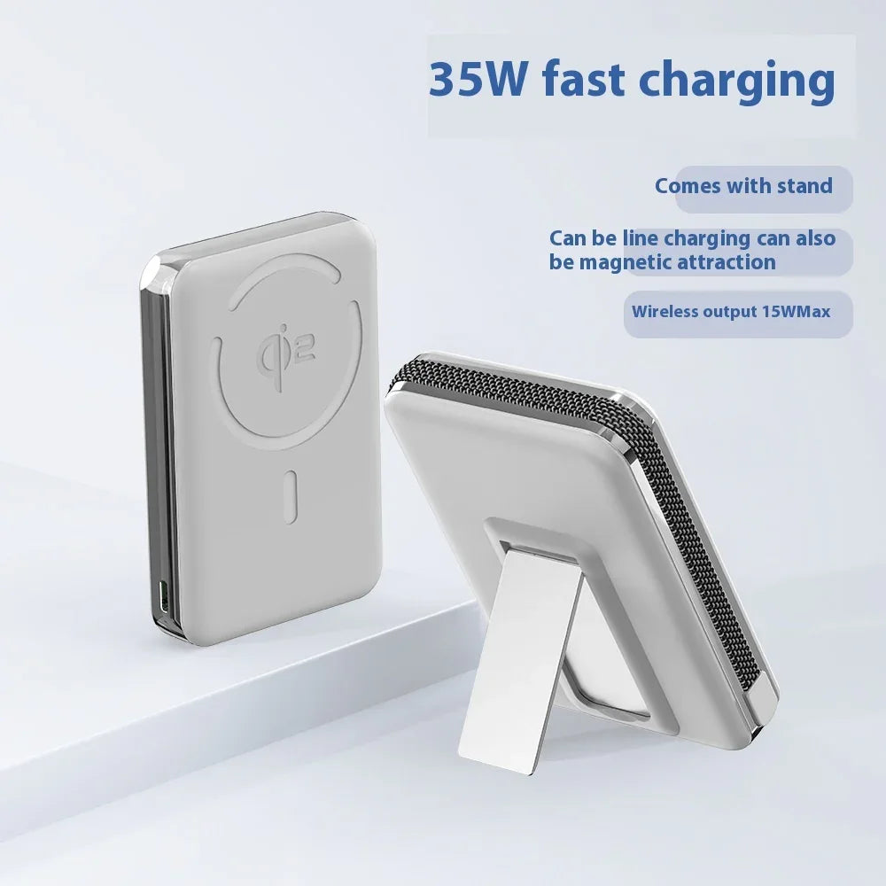 Qi2 MagSafe Wireless Power Bank 10000mAh - 3-in-1 Magnetic Charging Stand with 15W Fast Charging | Portable Battery Pack for iPhone & Devices