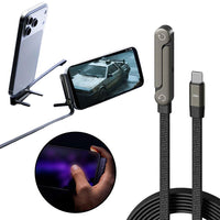 2-in-1 USB-C Cable with Built-in Phone Stand - 60W Fast Charging Cable & Foldable Holder for iPhone, iPad & Android