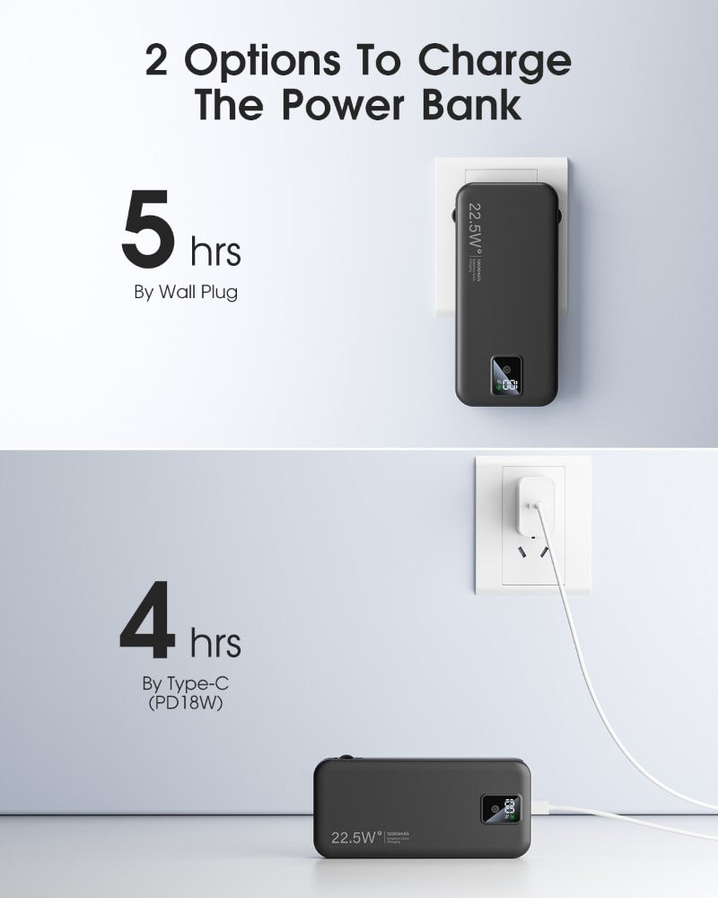 AC-02F Portable Power Bank - Compact Fast Charging Battery Pack | Universal USB Charger for iPhone & Android Devices