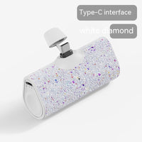 Diamond Pocket Capsule Power Bank - Mini Lipstick Emergency Charger | Ultra-Compact Portable Battery with Crystal Design