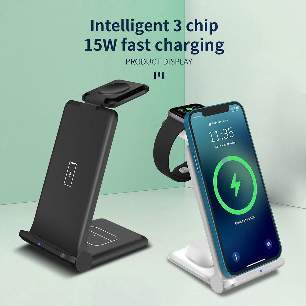 3-in-1 Wireless Charging Station - Fast Charging Stand for iPhone, Apple Watch & AirPods | Vertical Dock