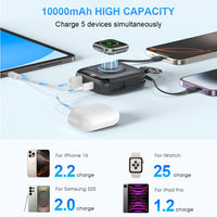 10000mAh Power Bank – Built-In Type-C & Lightning, Apple Watch Wireless Charging, PD 20W Fast Charge | LED Display
