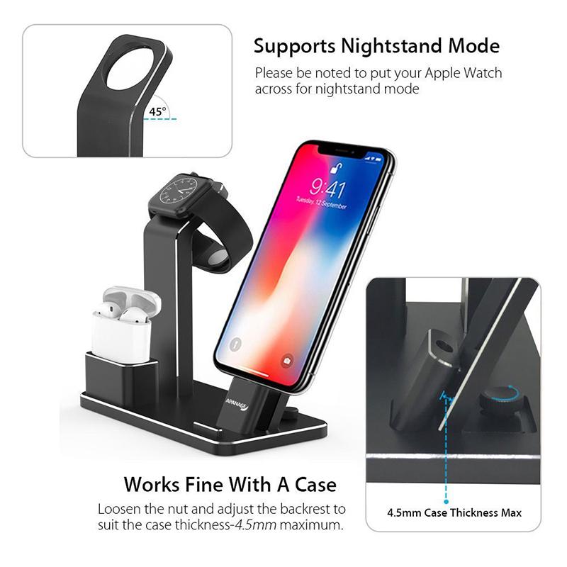 4-in-1 Charging Dock Station for iPhone, AirPods, Apple Watch & iPad - Premium Aluminum Organizer Holder