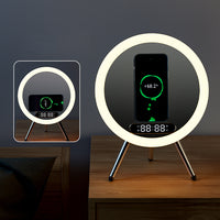 LED Mirror Alarm Clock with Wireless Charger - Multi-Function Digital Display with Temperature, USB Charging & Time