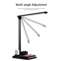 4-in-1 LED Desk Lamp with Wireless Charger - Adjustable Brightness, Touch Control, Clock & Temperature Display