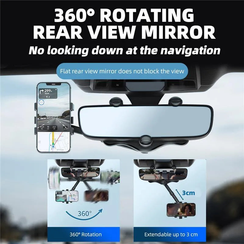 360° Car Rearview Mirror Phone Holder for Car - TechShopi