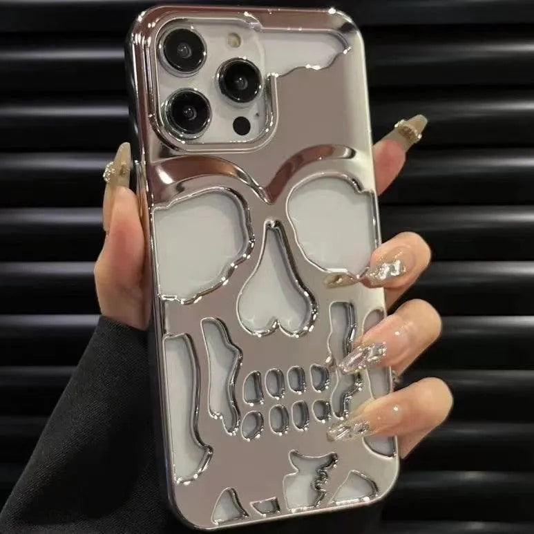 3D Hollow Skull Callous Phone Case for iPhone - Luxury Plating Acrylic Cove - TechShopi