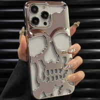 Thumbnail for 3D Hollow Skull Callous Phone Case for iPhone - Luxury Plating Acrylic Cove - TechShopi