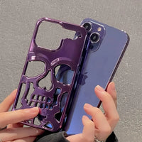 Thumbnail for 3D Hollow Skull Callous Phone Case for iPhone - Luxury Plating Acrylic Cove - TechShopi