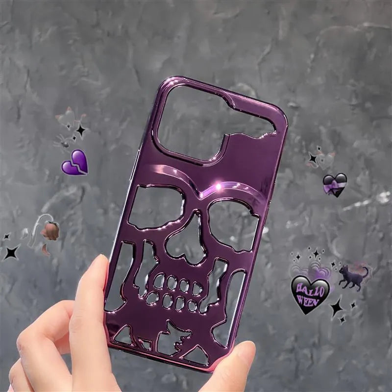 3D Hollow Skull Callous Phone Case for iPhone - Luxury Plating Acrylic Cove - TechShopi