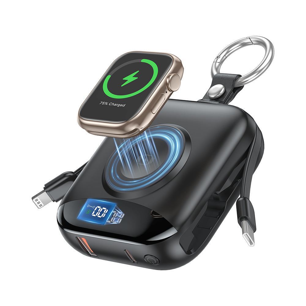 10000mAh Power Bank – Built-In Type-C & Lightning, Apple Watch Wireless Charging, PD 20W Fast Charge | LED Display