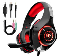 Gaming Headset with LED Lights - Stereo Surround Sound Headphones with Mic | Deep Bass for PS4, Xbox, PC & Phone