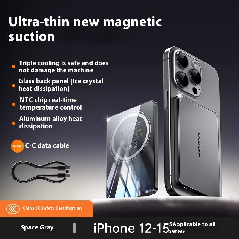 MagSafe Portable Compact Power Bank 5000mAh - Ultra-Slim Magnetic Wireless Charger | 15W Fast Charging Battery Pack for iPhone