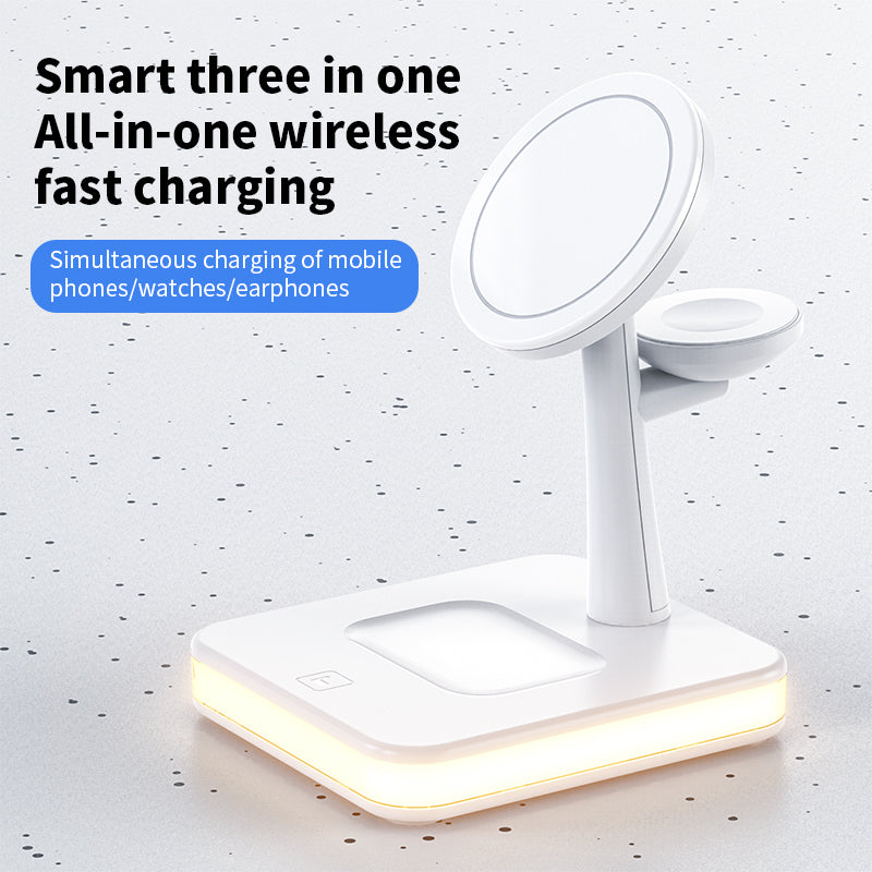 4-in-1 Magnetic Wireless Charging Stand for iPhone, Apple Watch & AirPods – Fast MagSafe-Compatible Charger Dock