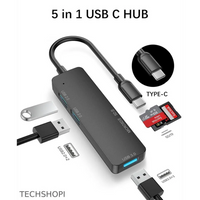 Thumbnail for 5 IN 1 Type C Hub Adapter with TF SD Reader for MacBook Pro & PC - Fast Data Transfer & Slim Design - TechShopi