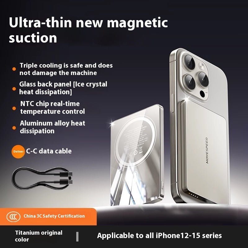 MagSafe Portable Compact Power Bank 5000mAh - Ultra-Slim Magnetic Wireless Charger | 15W Fast Charging Battery Pack for iPhone