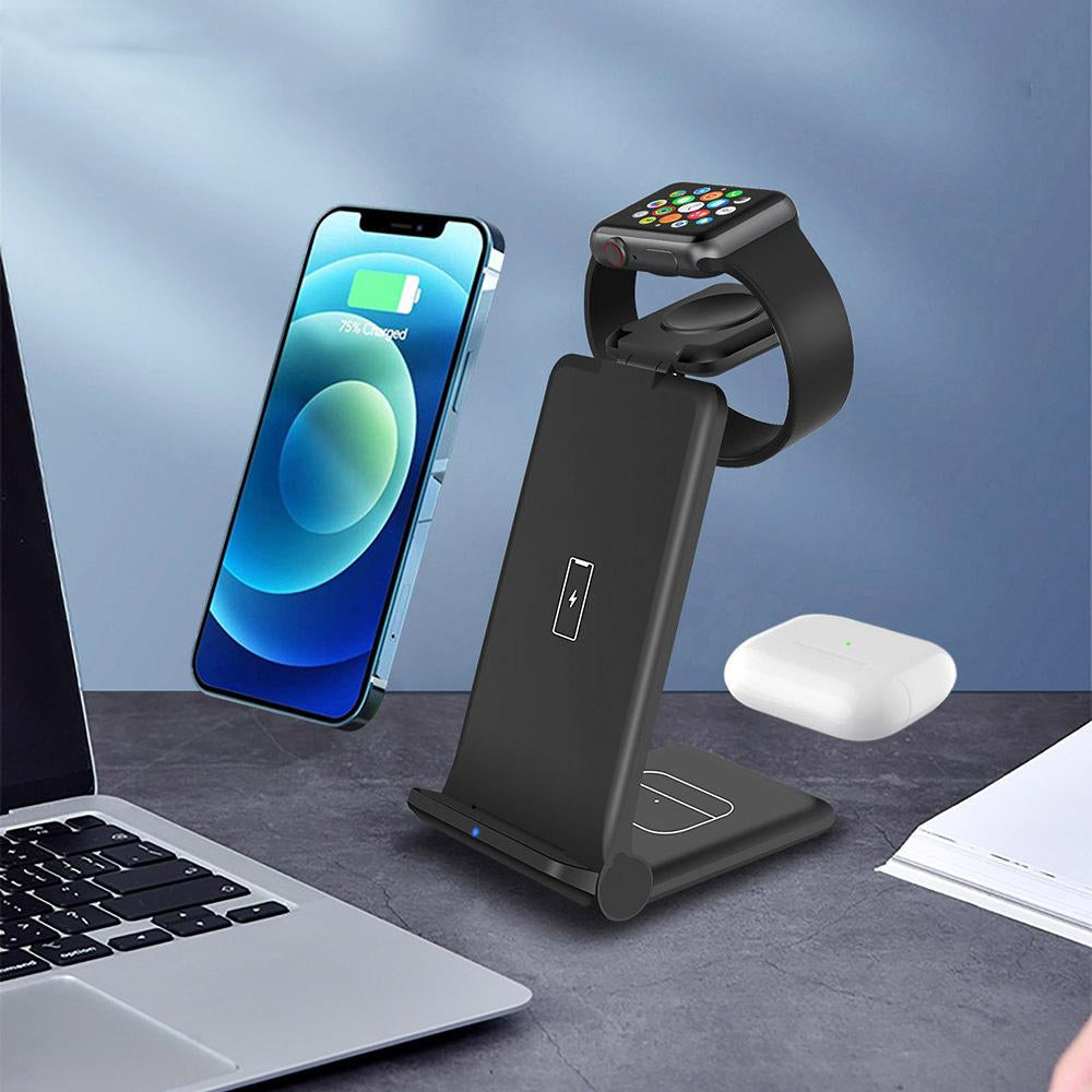 3-in-1 Wireless Charging Station - Fast Charging Stand for iPhone, Apple Watch & AirPods | Vertical Dock