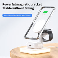4-in-1 Magnetic Wireless Charging Stand for iPhone, Apple Watch & AirPods – Fast MagSafe-Compatible Charger Dock