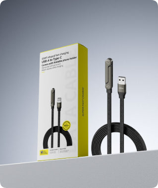 2-in-1 USB-C Cable with Built-in Phone Stand - 60W Fast Charging Cable & Foldable Holder for iPhone, iPad & Android