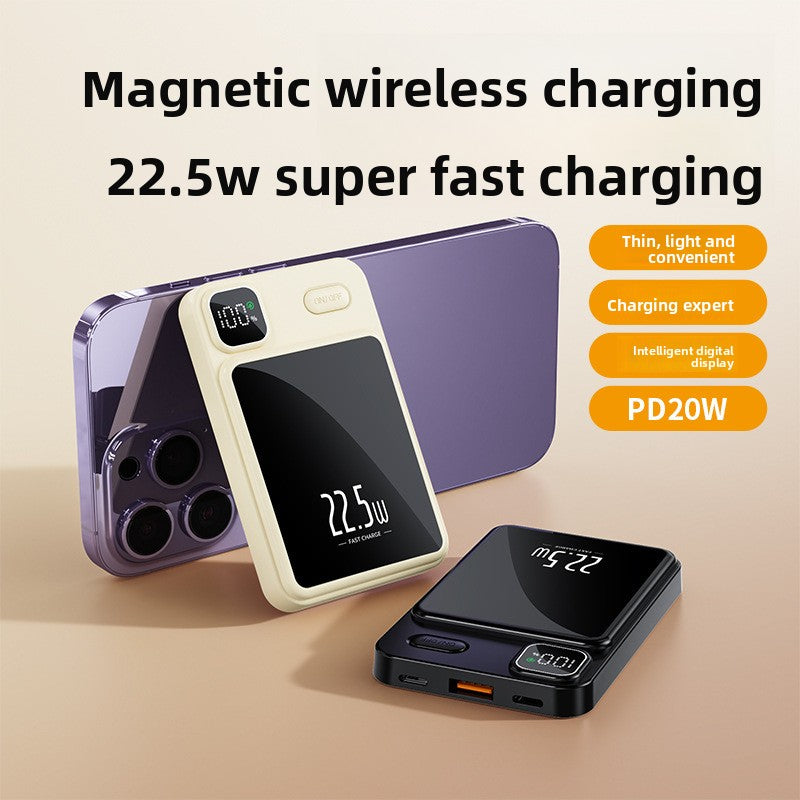 Magnetic charging treasure portable wireless charging