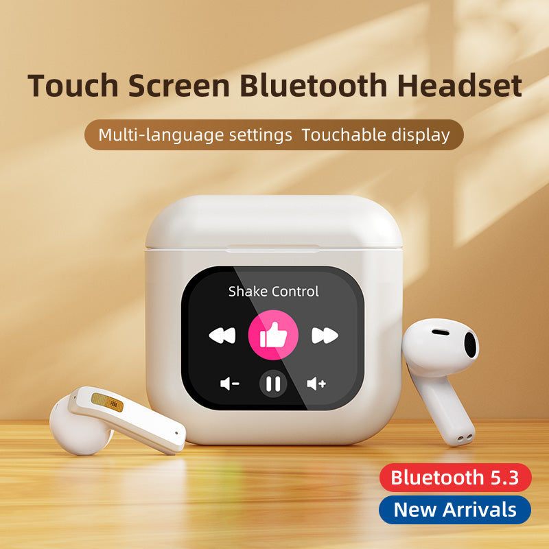 Smart Touch Screen ANC Earbuds with Built-in MP3 Player - Active Noise Cancelling Wireless Earphones | 30H Battery & SD Card Support
