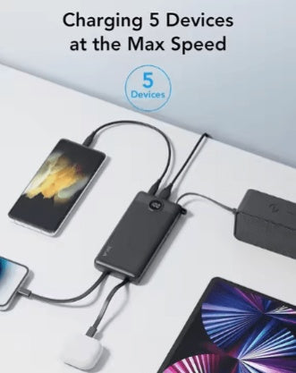 Portable Power Bank 10000mAh - Slim Multi-Device Fast Charger with Built-In Cables | LED Display Battery Pack for iPhone & Android