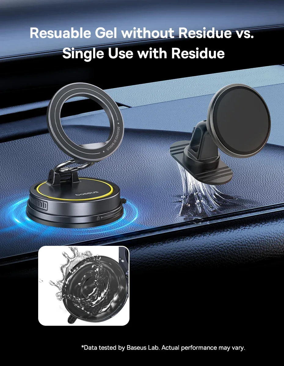 Baseus Magnetic Car Phone Holder - Vacuum Suction Cup 360° Rotation Stand | Universal Dashboard Mount for iPhone 17 & All Phones